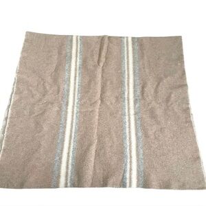 Handmade Handwoven Wool Striped Throw Blanket Tan Grey
